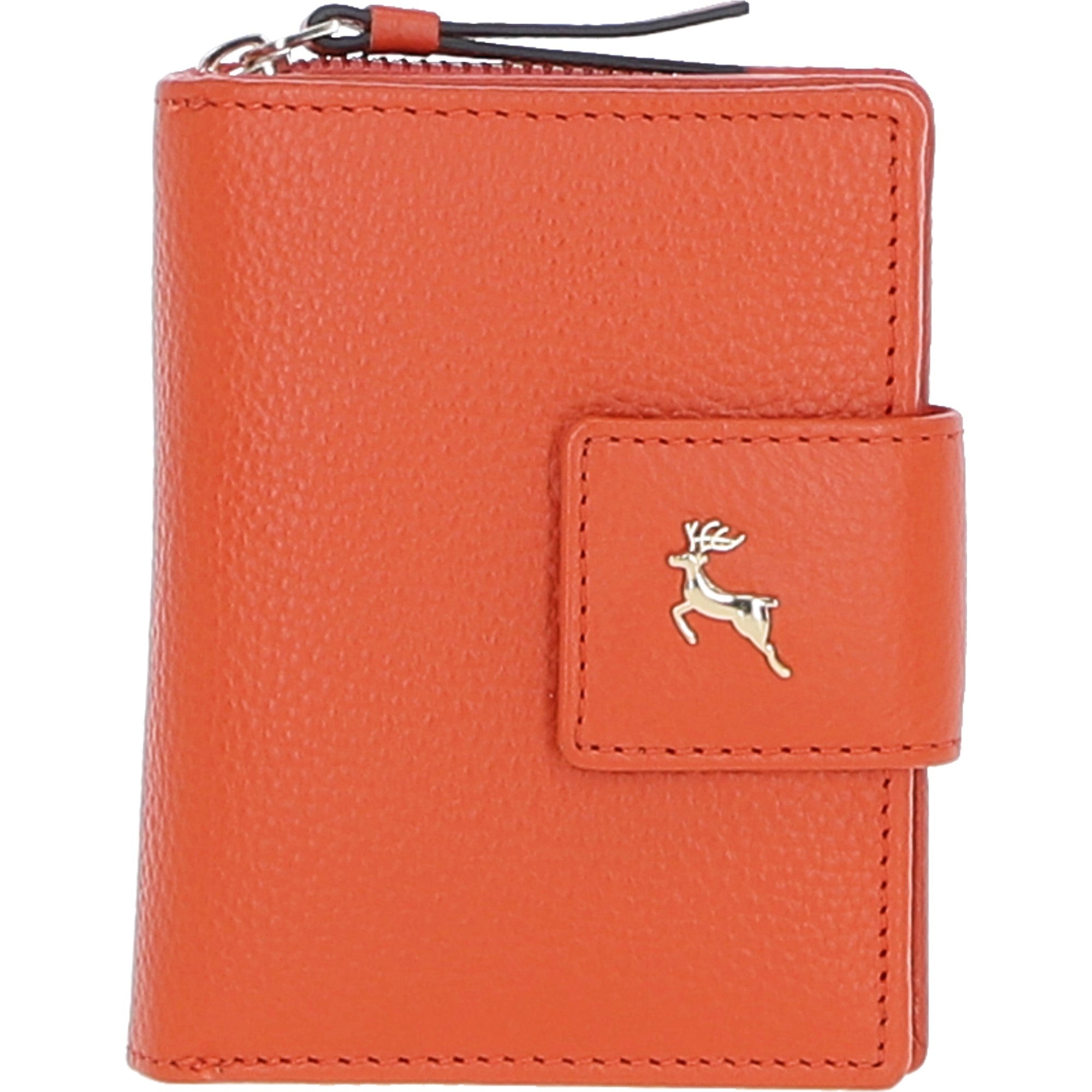 Ashwood Leather RFID Secure Wallet/Purse with Zip and Stud Closure Orange: X-30