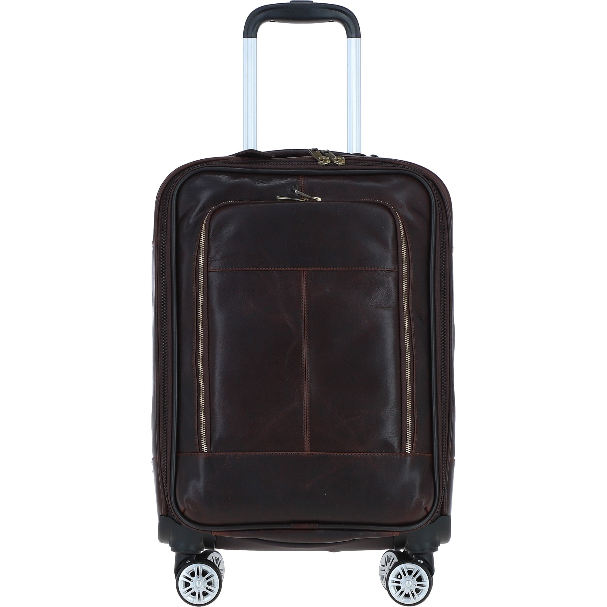 Premium Leather Trolley Suitcase Brown: pl-52