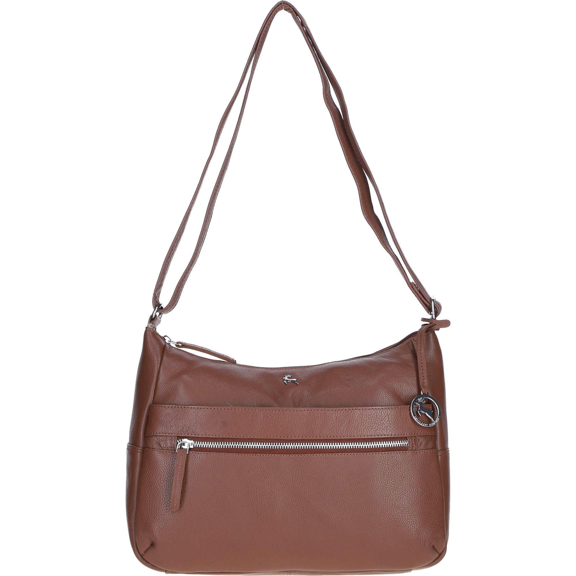 Leather Shoulder Bag with Zip & Magnetic Pocket Cognac: Meath