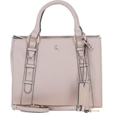 Real Leather Handbag with Adjustable Crossbody Strap Beige: 64867