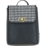 Ashwood Leather & Harris Tweed® Cloth Compact Backpack Black/White: TW-65-12-BW