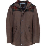 Ashwood Leather x Harris Tweed Men’s Hooded Casual Jacket Brown/Red/Green: TW-905-07-BR