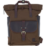 Fenland Canvas & Leather Backpack Brandy/green: FEN-755
