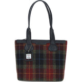 Ashwood Leather & Harris Tweed® Cloth Genuine Leather Shoulder Bag Black/Green/Red: TW-23-07-BR