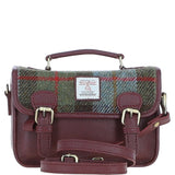 Ashwood Leather & Harris Tweed® Cloth Small Satchel Bag Wine/Mcload: TW-67-17-WM