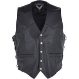 Men's Leather  Laced Waistcoat Black: W/COAT LACE PLAIN