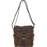 Fenland Canvas & Leather Crossbody Bag Brandy/green: FEN-752