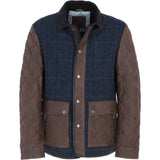 Ashwood Leather x Harris Tweed Men’s Diamond Quilted Stitch Details Casual Jacket Brown/Navy: TW-907-011-BN