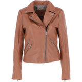 Ladies Leather Biker Jacket Tan: G-Celia22