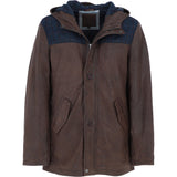 Ashwood Leather x Harris Tweed Men’s Hooded Casual Jacket Brown/Navy: TW-905-011-BN