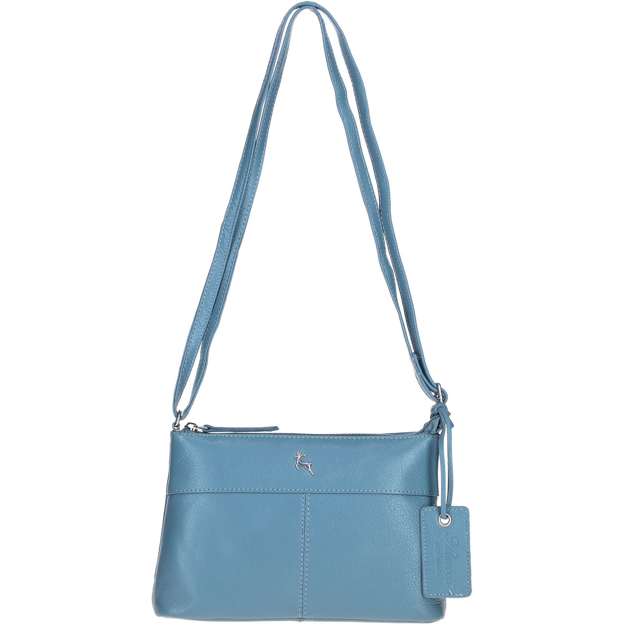 Elegant Leather Shoulder Bag Avio Blue: Dublin