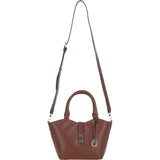 Leather Shoulder Bag with Detachable Crossbody Strap 2 Tone Tan: 64739