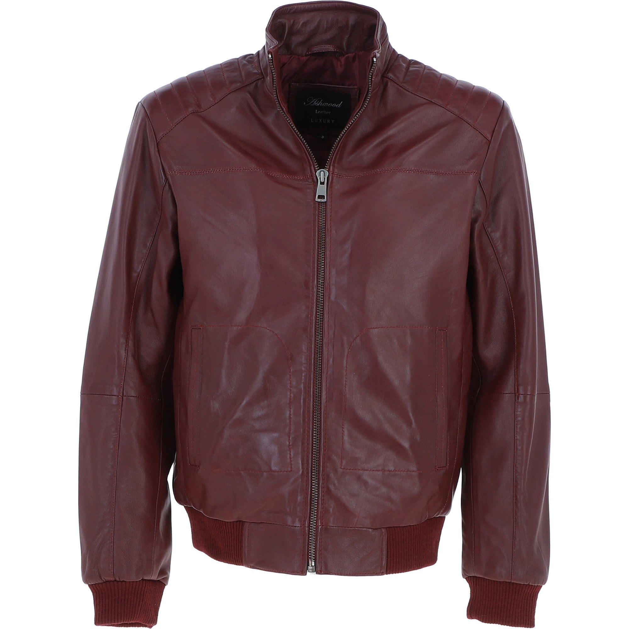 Ashwood Leather Bomber Jacket Burgandy: AWM-784