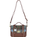 Ashwood Leather & Harris Tweed® Cloth Medium Satchel Bag with Twist Lock Tan/Mcload: TW-34-02-TM