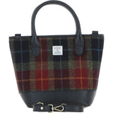 Ashwood Leather & Harris Tweed® Cloth Large Grab Bag Black/Green/Red: TW-64-07-BR