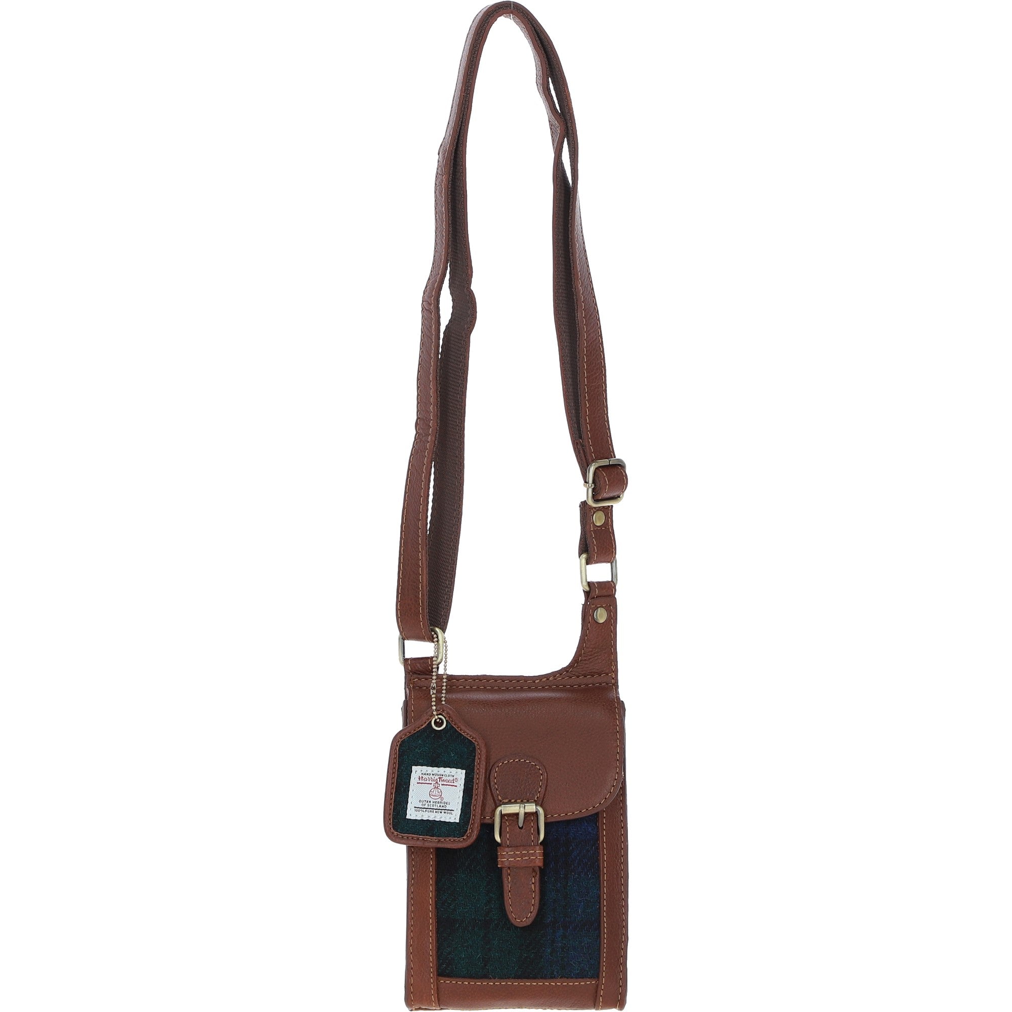 Ashwood Leather & Harris Tweed® Cloth elegance Crossbody Bag Tan/Watch: TW-20-04-TW