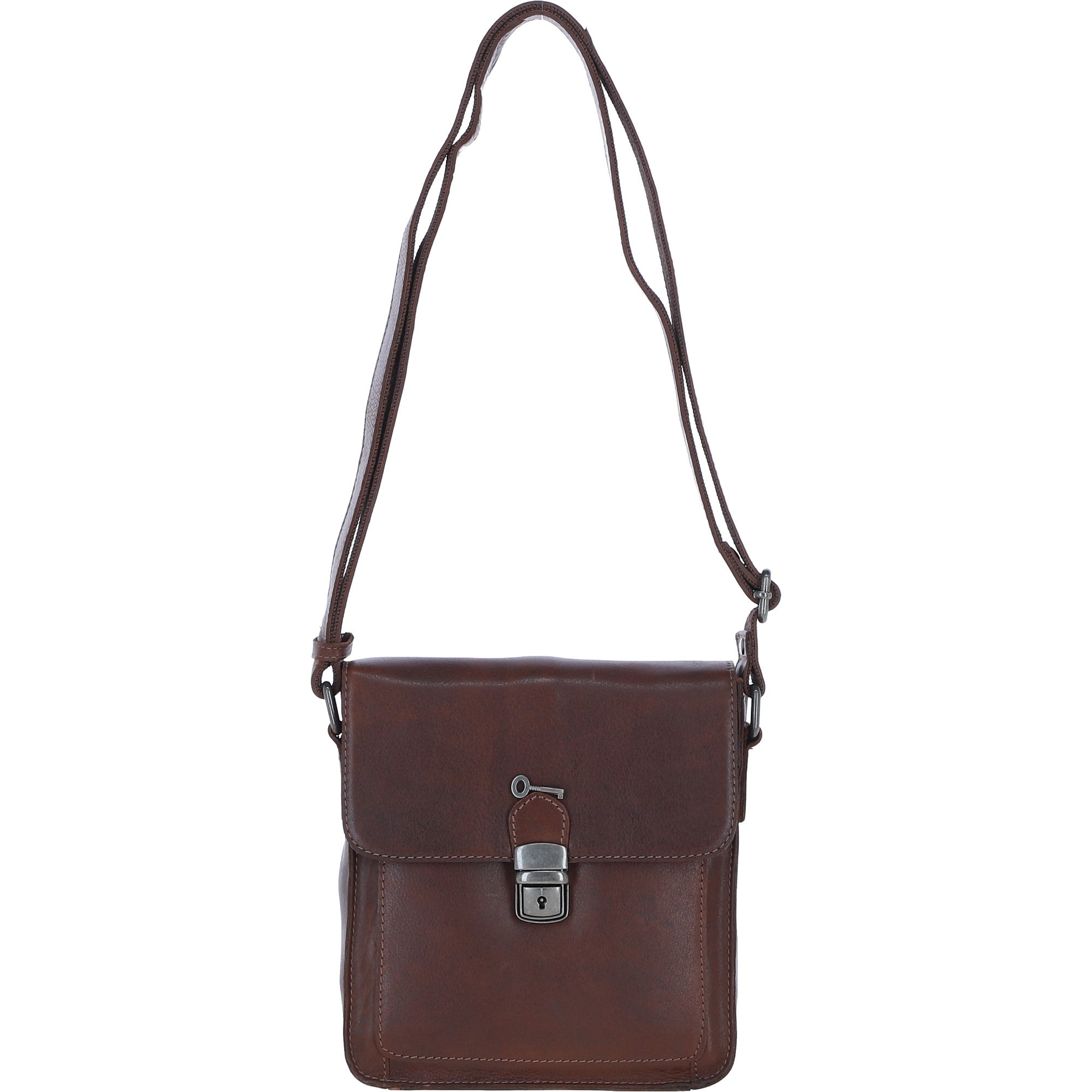 Ashwood Leather Medium Men's Buckle Crossbody Bag Chestnut: S-61