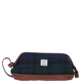 Ashwood Leather & Harris Tweed® Cloth Unisex Washbag Tan/Watch: TW-40-04-TW