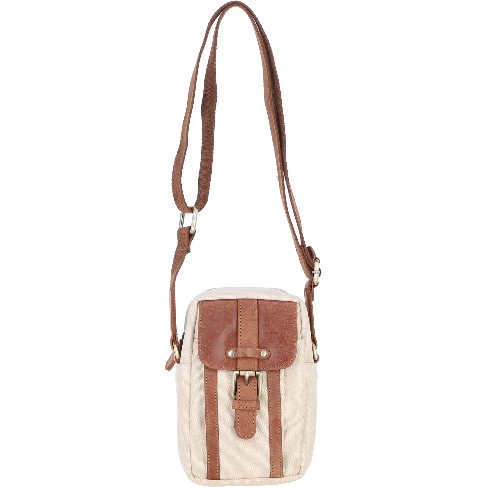 Fenland Canvas & Leather body Bag Tan/Cream: FEN-750