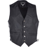 Men's Leather Embossed Laced Waistcoat Black: W/COAT INDIAN