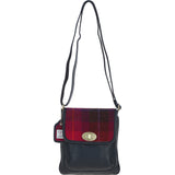 Ashwood Leather & Harris Tweed® Cloth Twist Lock Crossbody Bag Navy/Pink: TW-31-06-NP