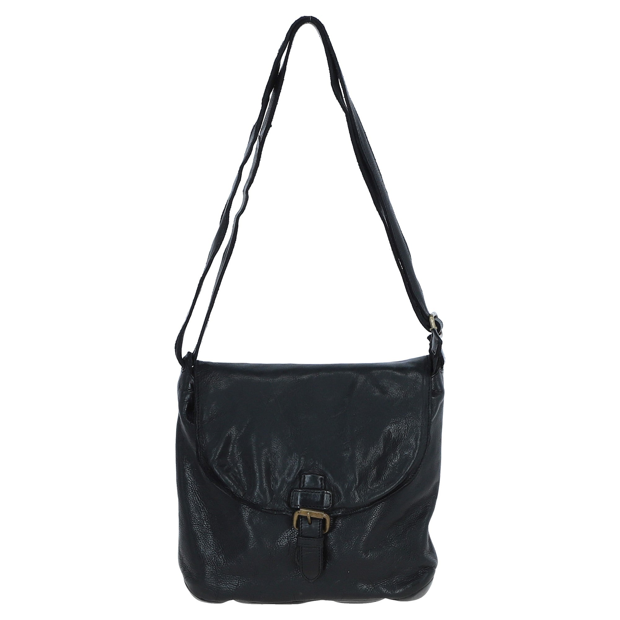 Tablet Friendly Medium Vintage Leather Bag Black: D-91