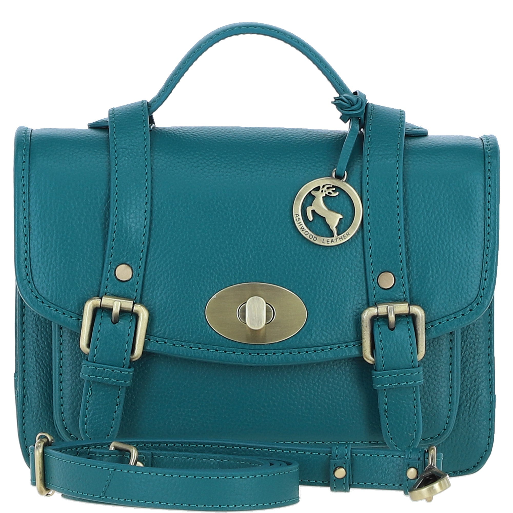 Stylish Ashwood Leather Large Satchel Bag Green: Y-63