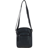 Real Leather Compact Crossbody Bag Black: SICILY