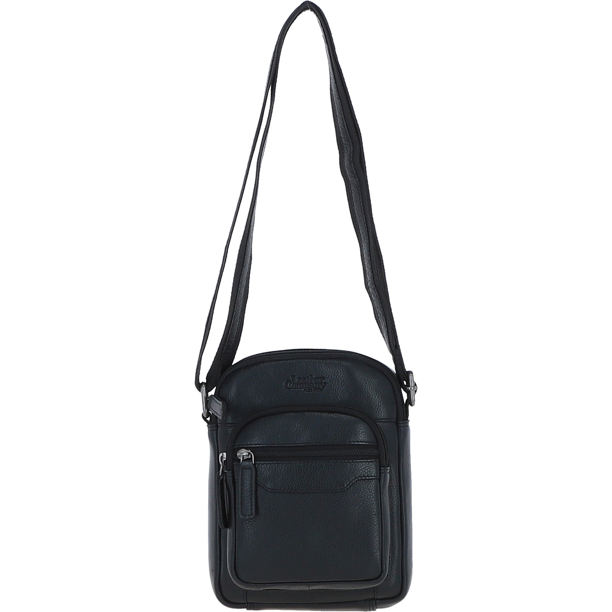 Real Leather Compact Crossbody Bag Black: SICILY