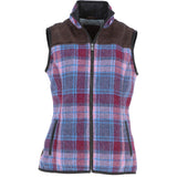 Ashwood Women's Country Tweed Check Waistcoat with Leather Trim Brown/Pink: TW-702-15-BP