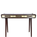 Luxury Real Leather 3-Drawer Desk Chestnut: LF-154