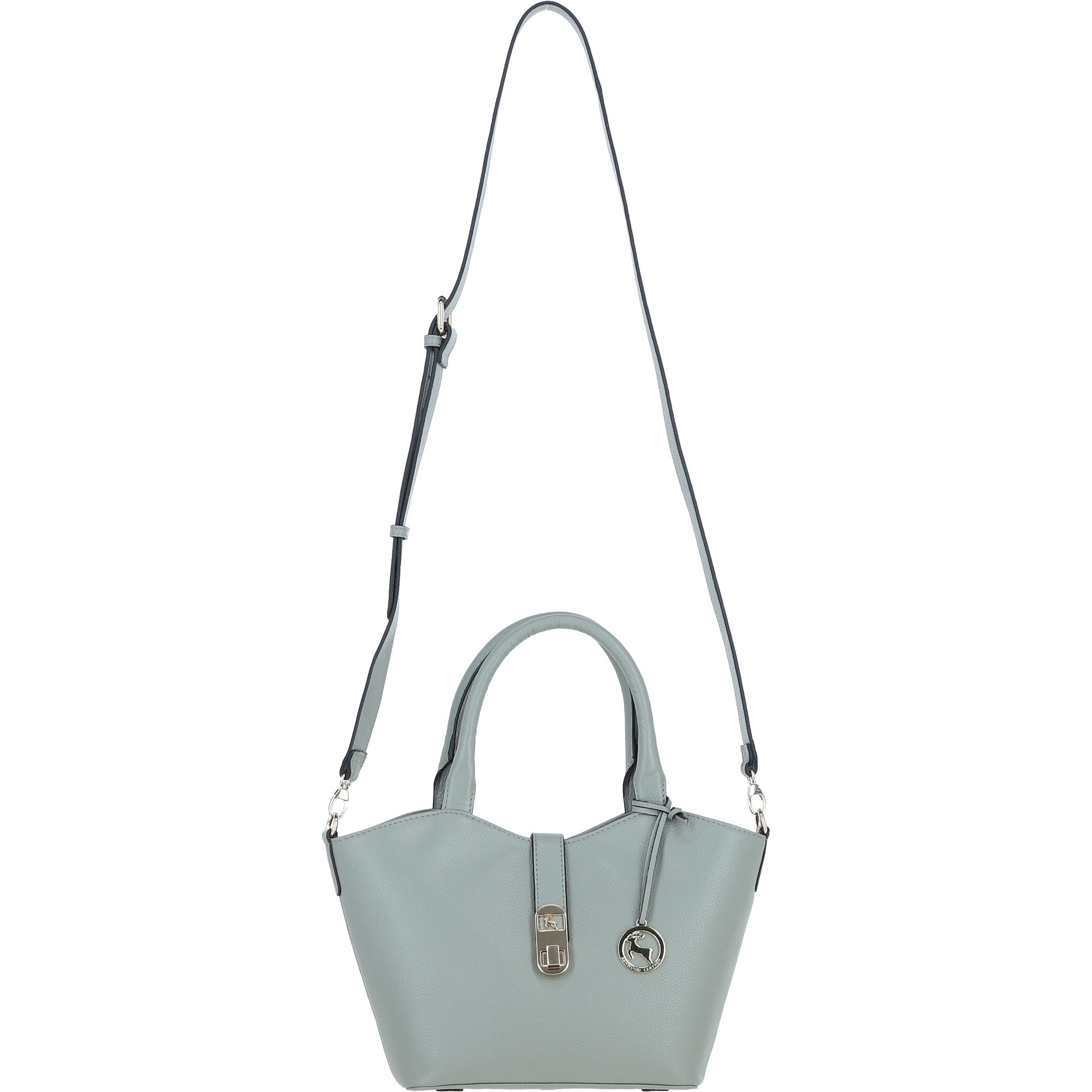 Leather Shoulder Bag with Detachable Crossbody Strap Sage: 64739