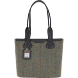 Ashwood Leather & Harris Tweed® Cloth Genuine Leather Shoulder Bag Brown/Green: TW-23-09-BG