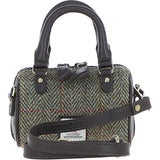 Ashwood Leather & Harris Tweed® Cloth X-Small Barrel Bag Brown/Green: TW-60-09-BG