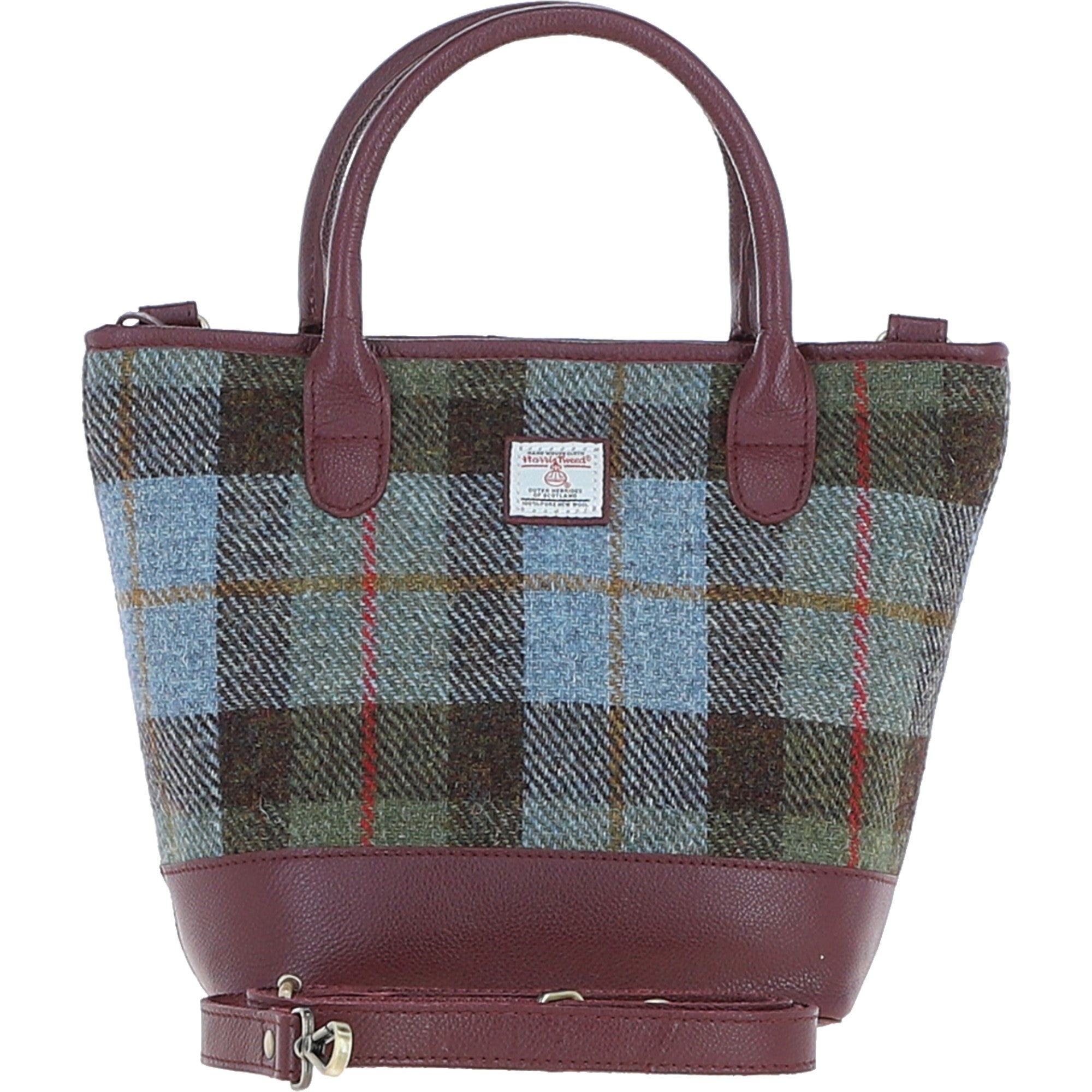 Ashwood Leather & Harris Tweed® Cloth Large Grab Bag Wine/Mcload: TW-64-17-WM