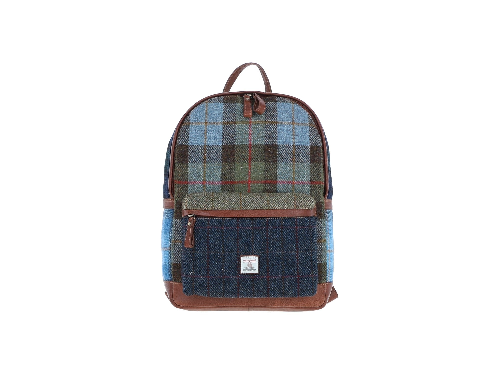 Ashwood Leather & Harris Tweed® Cloth Multi Colour Backpack Tan/Mix: TW-83-21-TM