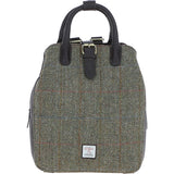 Ashwood Leather & Harris Tweed® Cloth Multi-Pocket Backpack Brown/Green: TW-66-09-BG