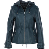 Luxurious Ashwood Leather Jacket with Hood Navy: Anne