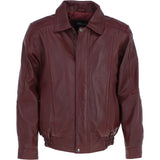 Men's Real Leather Brando Bomber Jacket Burgundy: AWM-601