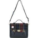 Ashwood Leather & Harris Tweed® Cloth Large Satchel Bag with Twist Lock Black/Green/Red: TW-35-07-BR