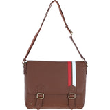 Gabicci Leather Messenger Bag with Striped Detail Tan: GB-64951