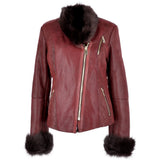 Short Toscana Biker Style Sheepskin Jacket Bordeaux: 8114