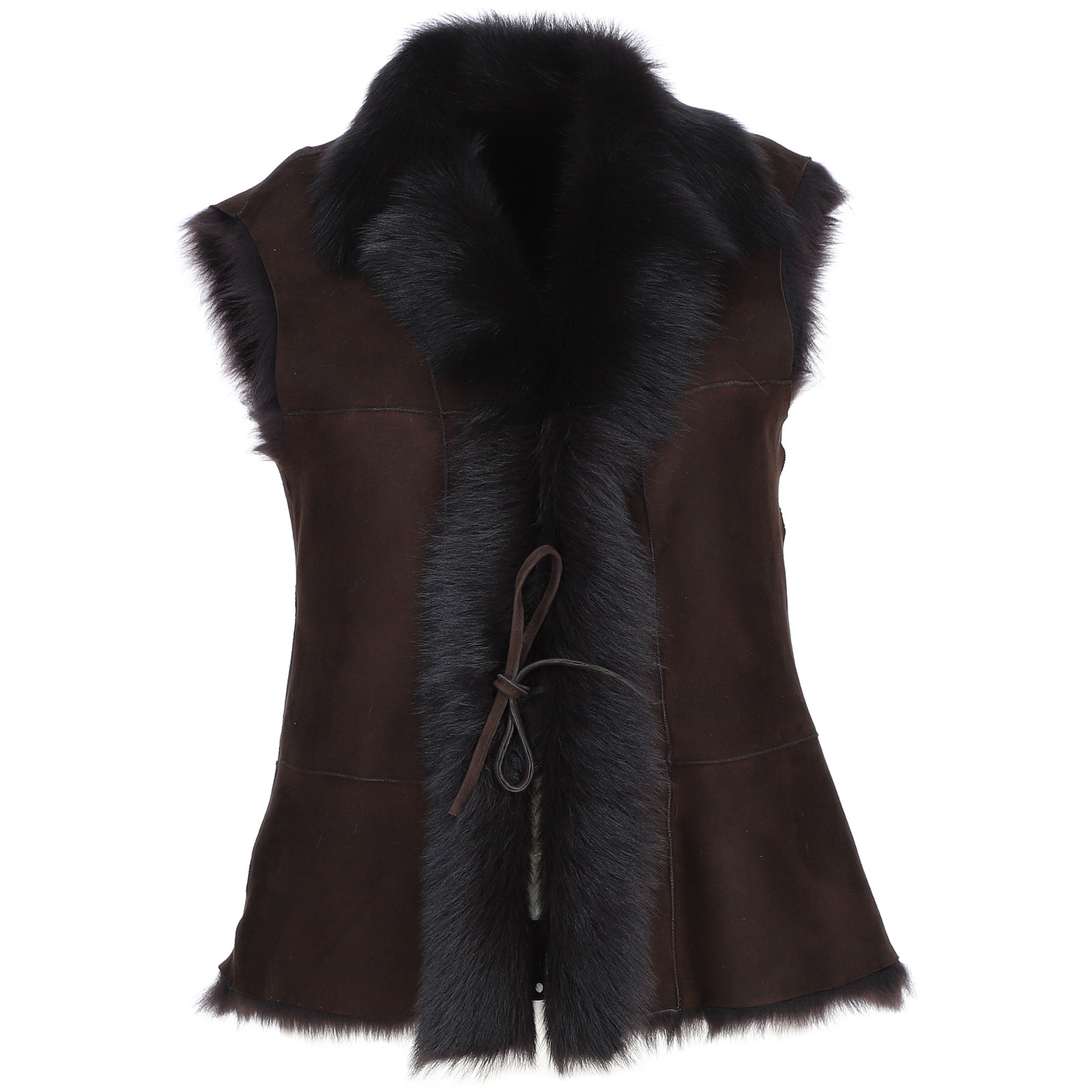 Toscana Suede Leather Gilet Brn/Brn: KB-42