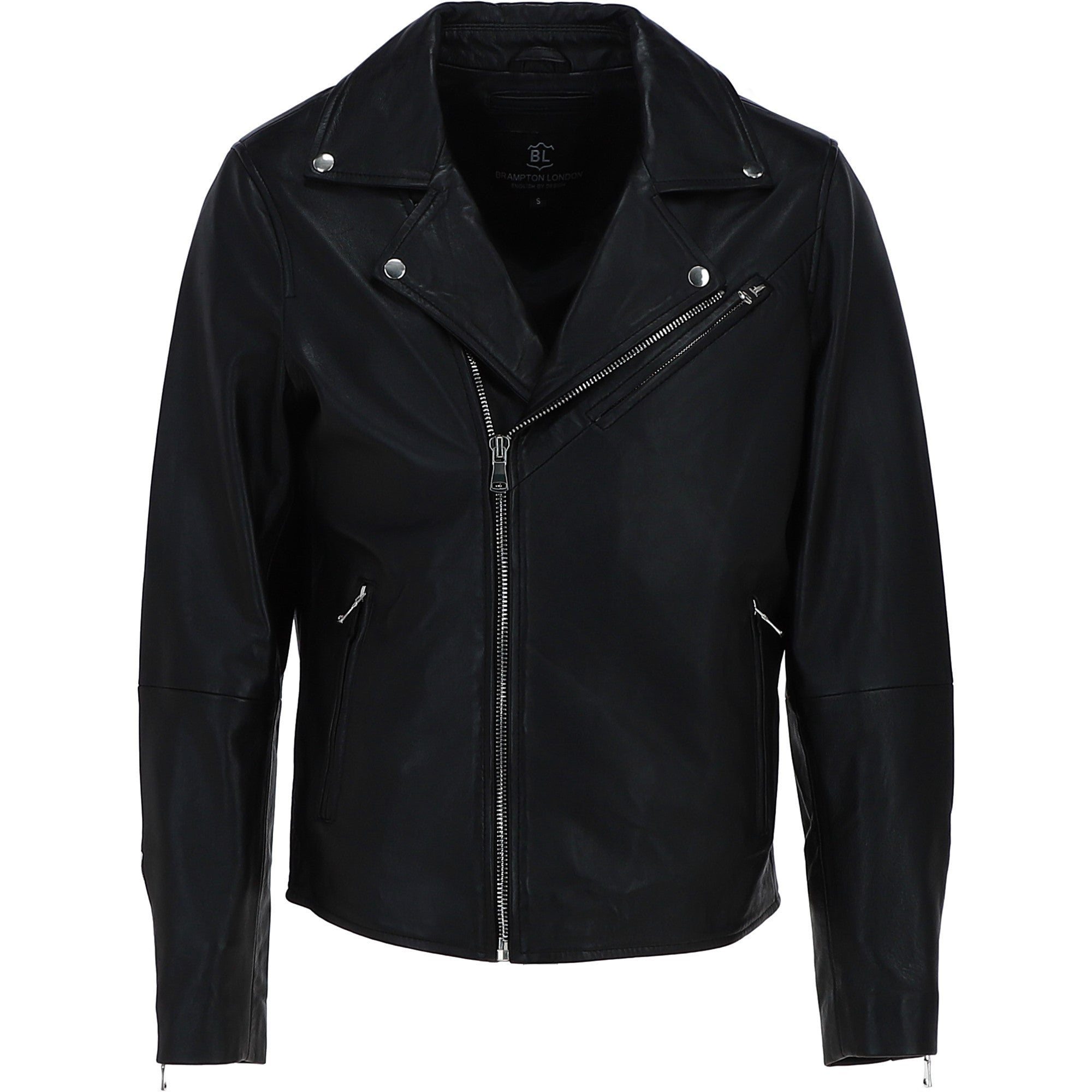 Brampton London Men's Real Leather Biker Jacket Black: BLM F-35