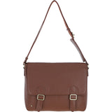 Gabicci Leather Messenger Bag with Crossbody Strap Tan: GB-64957