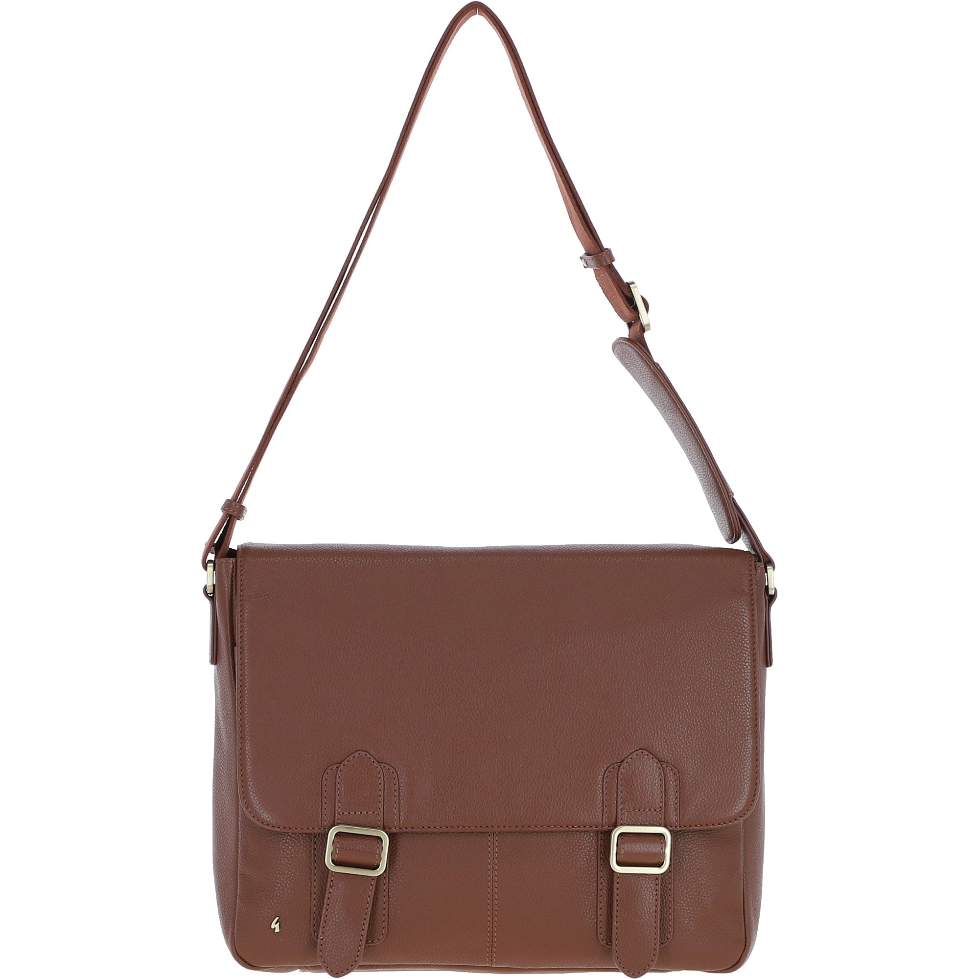 Gabicci Leather Messenger Bag with Crossbody Strap Tan: GB-64957