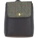 Ashwood Leather & Harris Tweed® Cloth Compact Backpack Brown/Green: TW-65-09-BG
