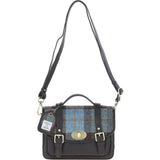 Ashwood Leather & Harris Tweed® Cloth Medium Satchel Bag with Twist Lock Brown/Mcload: TW-34-01-BM