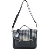 Ashwood Leather & Harris Tweed® Cloth Large Satchel Bag with Twist Lock Black/White: TW-35-12-BW