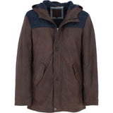 Ashwood Leather x Harris Tweed Men’s Hooded Casual Jacket Brown/Navy: TW-905-011-BN